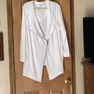 The Sweatshirt Project by French Laundry. White,hooded,diagonal zip jacket.